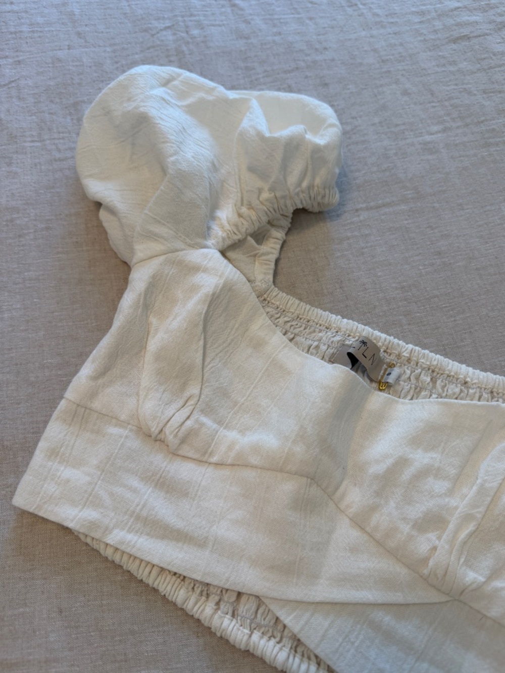 White Puff Sleeve Crop Top